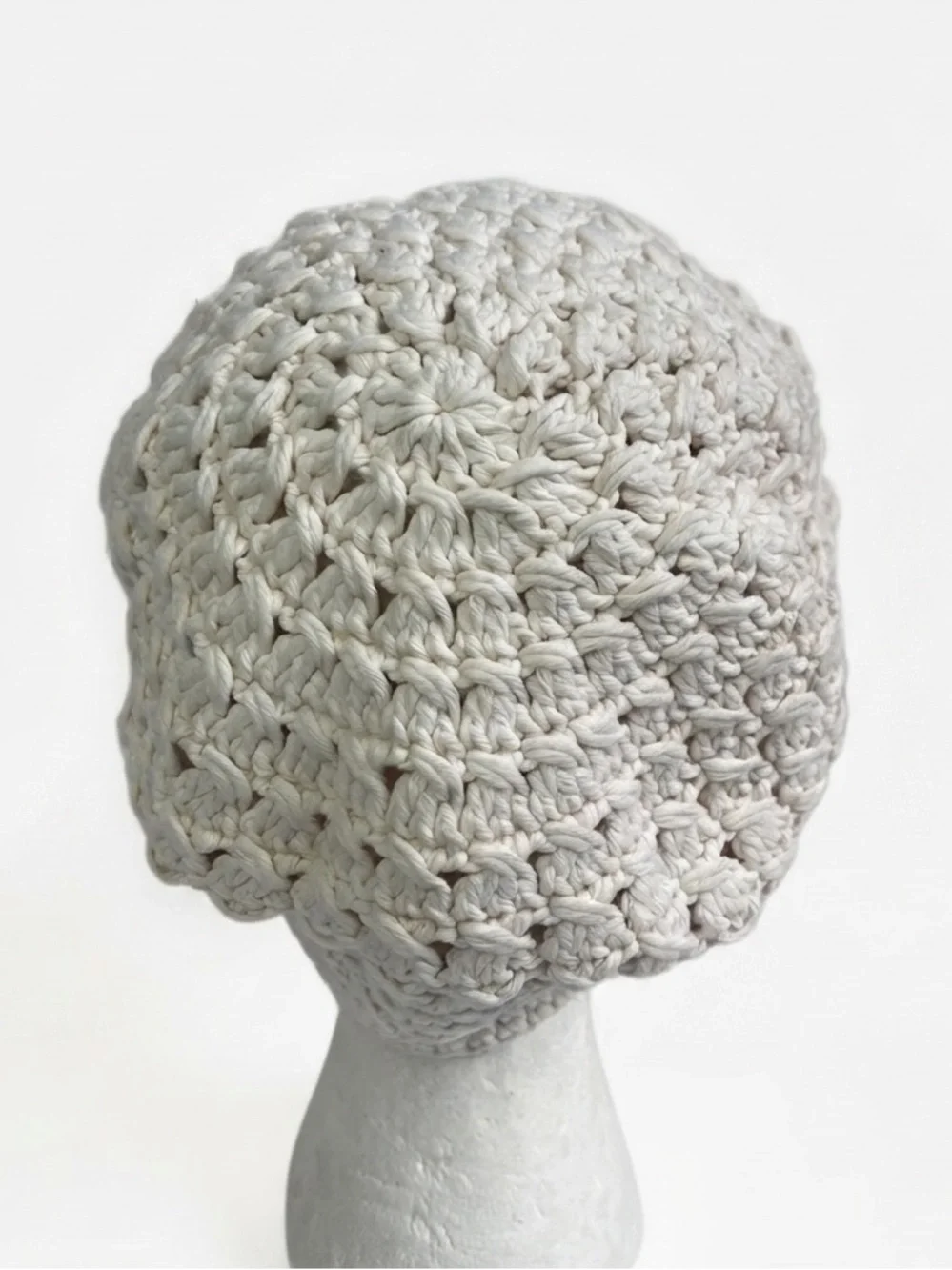 Hand-Crocheted Cream Newsboy Cap with Brim